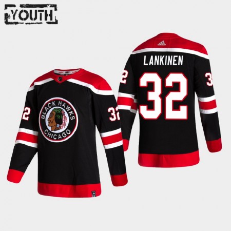 Chicago Blackhawks Kevin Lankinen 32 2020-21 Reverse Retro Authentic Shirt - Kinderen